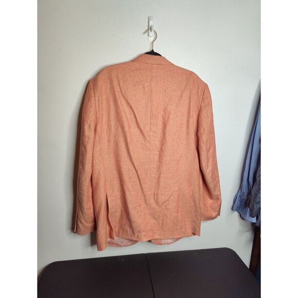 Alan Flusser Men's Linen Blend Peach Two Button Dress Blazer, XL - Picture 3 of 14